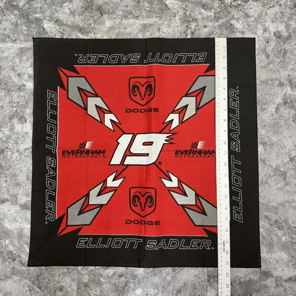 Nascar Elliott Sadler # 19 Dodge Collectible 21" Bandana Red White - Picture 2 of 3